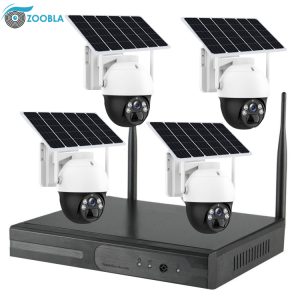 4 Channel Street IP Solar Power CCTV Security Surveillance Camera System Outdoor Wireless With Solar Panel For Farm